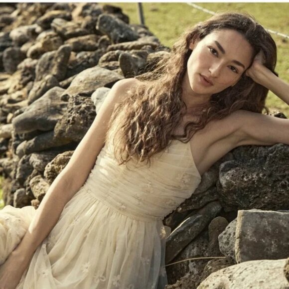 Dôen Heirloom Cardamine Dress Birch XXL Maxi Tulle Viscose Ethereal Flowers NWT - Picture 3 of 14